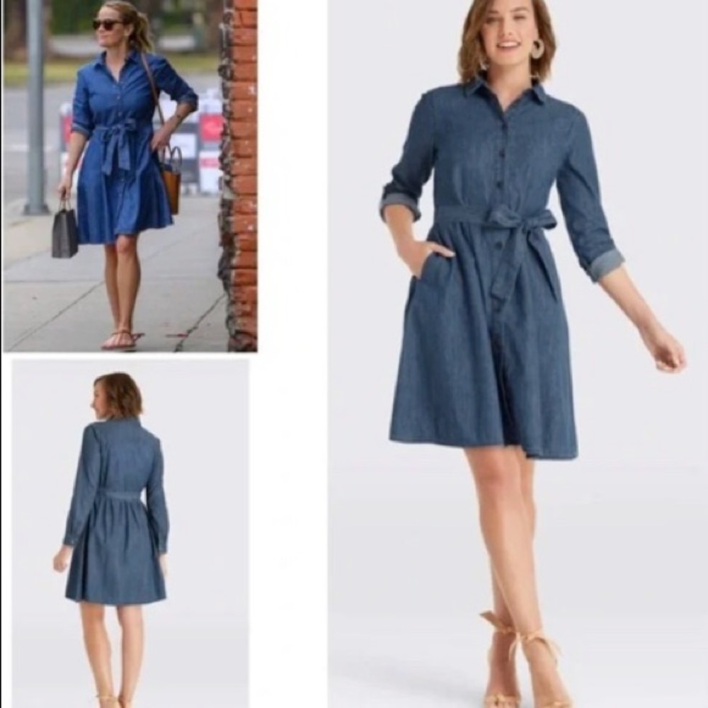 Draper James Chambray A Line belted Shirt Dress